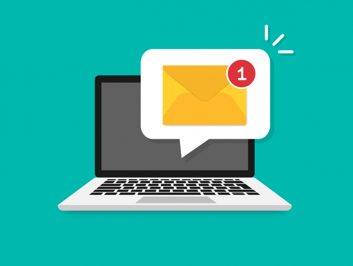 laptop receiving an email notification
