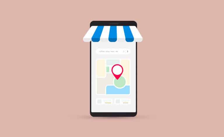 A google search for a local business displayed on a phone