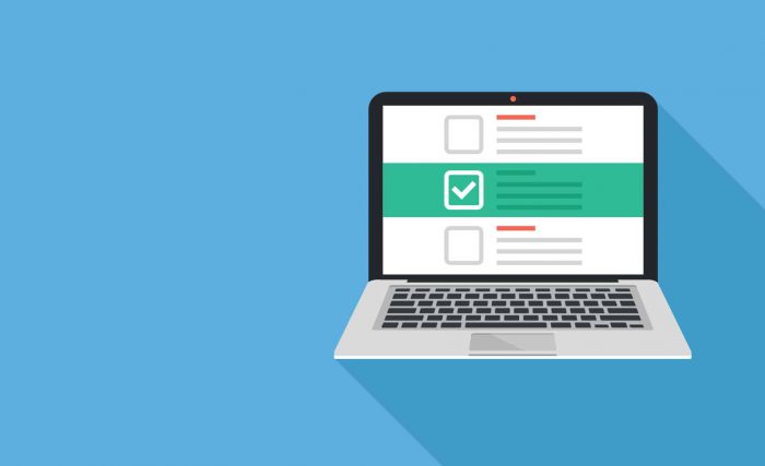 Laptop showing a landing page