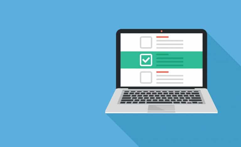 Laptop showing a landing page