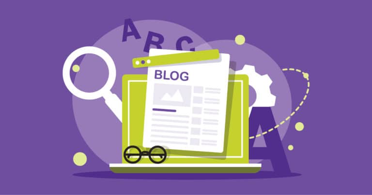laptop featuring blogs and insights